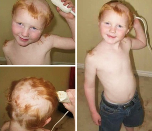 Khi trẻ em nghịch tông đơ cắt tóc của bố