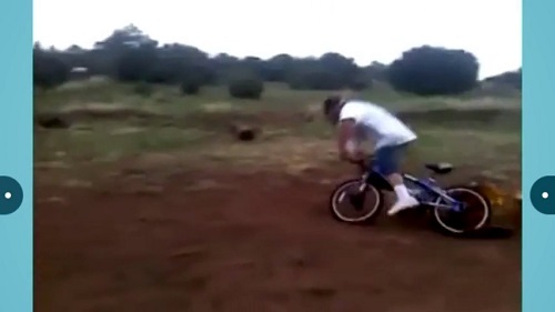 Chàng trai ngã sấp mặt vì đạp xe vượt địa hình