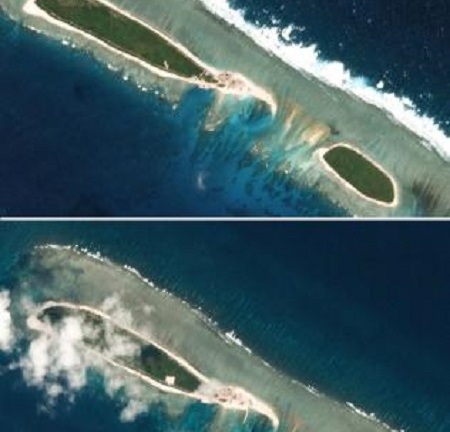 Trung Quốc xây lại công trình phi pháp trên Biển Đông