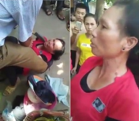Người dân dí dao vào cổ một phụ nữ vì nghi ngờ bắt cóc trẻ em