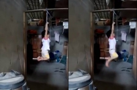 Nguyên nhân bé gái bị trói 2 tay, treo lên xà nhà
