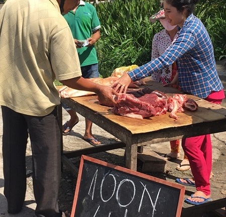 100 nghìn đồng mua được 4kg thịt heo