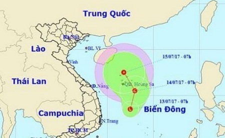 Xuất hiện vùng áp thấp trên Biển Đông