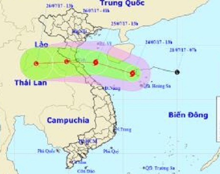 Bão số 4 giật cấp 10 hướng vào Thanh Hóa- Quảng Bình