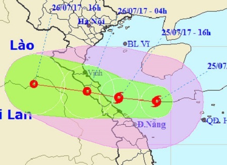 Bão số 4 giật cấp 10 cách Hà Tĩnh- Quảng Trị 180km