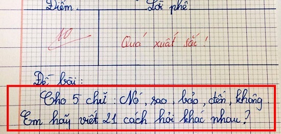 Cô giáo ra bài kiểm tra với 5 chữ tiếng Việt và cái kết khi nhận bài của học sinh