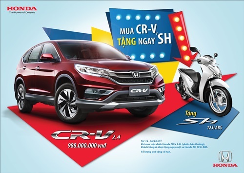 Honda Việt Nam triển khai chương trình khuyến mại “Mua CR-V, tặng ngay SH”