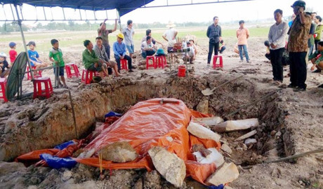 Phát hiện ngôi mộ đá nguyên khối giữa cánh đồng