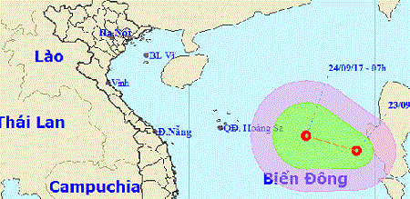 Xuất hiện áp thấp nhiệt đới đang mạnh lên trên Biển Đông