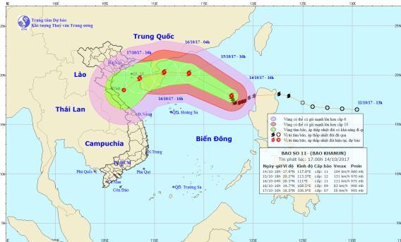 Dự báo thời tiết ngày 15/10: Bão số 11 giật cấp 13, hướng vào Hà Tĩnh
