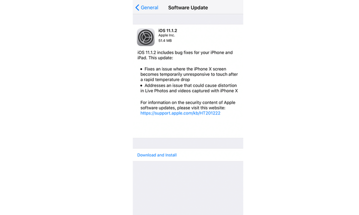 Apple tung bản cập nhật iOS 11.1.2 khắc phục sự cố màn hình liệt khi trời lạnh
