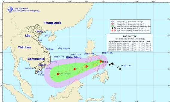 Bão Kai-tak diễn biến phức tạp, hướng về Biển Đông