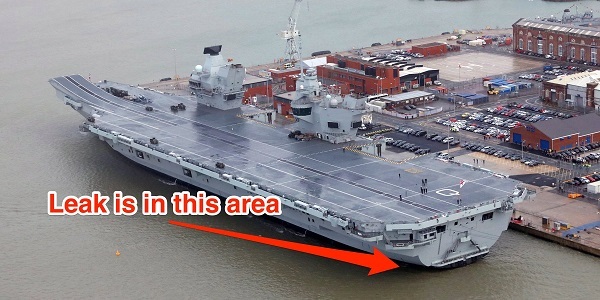 Tàu sân bay hơn 4 tỷ đô của Anh bị rò rỉ nước