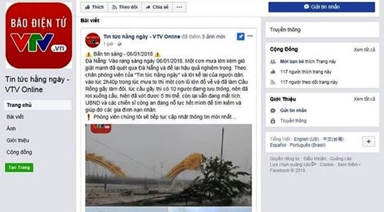 Đà Nẵng: Truy tìm người giả mạo Facebook VTV8 đăng tin thất thiệt