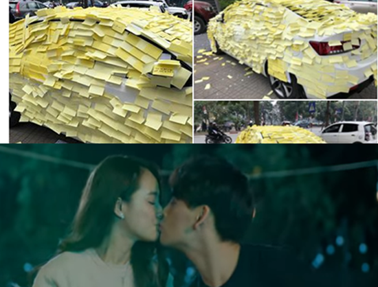 Fans cuồng dán giấy khắp xe Trung Quân vì ghen với Nhã Phương