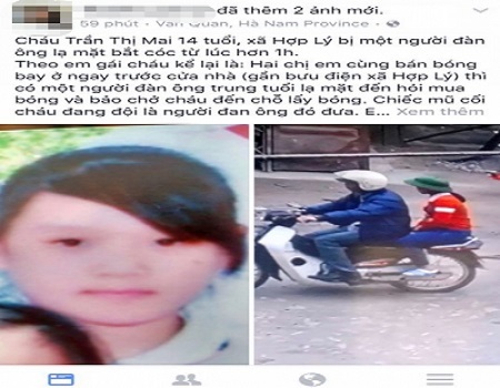 Hà Nam: Nữ sinh 14 tuổi 