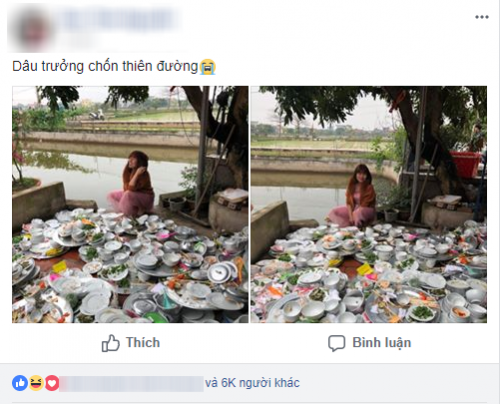 'Dâu trưởng độc đinh 5 đời' cười tươi bên 'núi' mâm bát khiến dân mạng kinh hãi