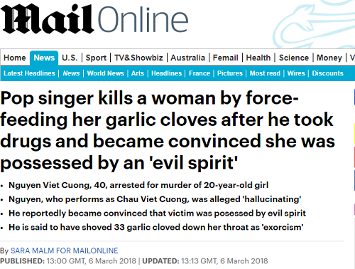 Báo nước ngoài đưa tin nghi án Châu Việt Cường ‘ngáo đá’, nhét tỏi vào miệng bạn gái gây tử vong