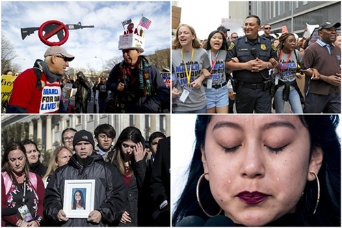 Người già, cảnh sát... xuống đường tuần hành chống súng đạn