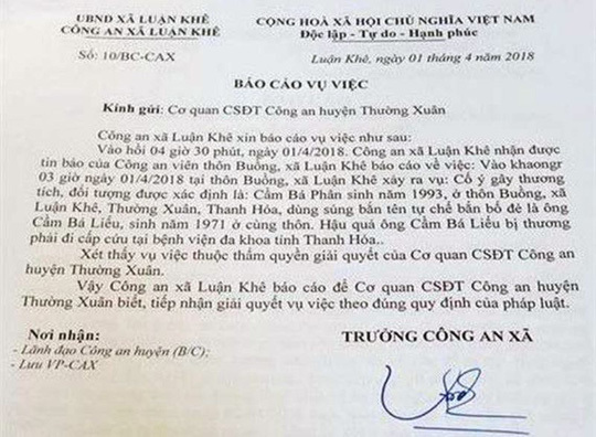 Trong lúc cãi vãi, con trai dùng súng tự chế bắn bố đẻ trọng thương 