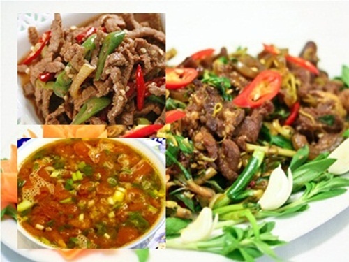 Bữa tối đơn giản với thịt bê xào sả ớt và canh chua thịt băm