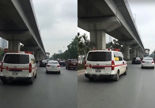 Dù đã hú còi xin đường, xe cứu thương ở Hà Nội vẫn không được nhường lối