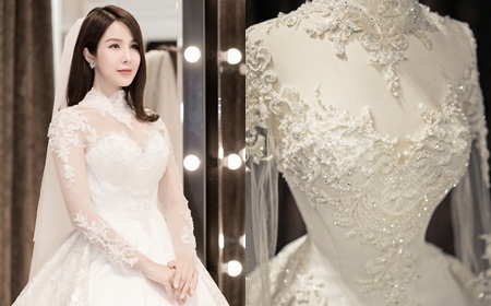 Cận cảnh hai chiếc váy cưới lộng lẫy của Diệp Lâm Anh