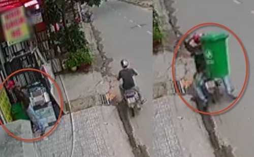 Clip: Hai thanh niên đi bẻ trộm khóa thùng rác cực kỳ “điêu luyện”