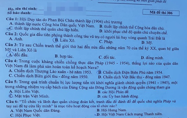 Tổng hợp đáp án môn Lịch sử 24 mã đề THPT quốc gia