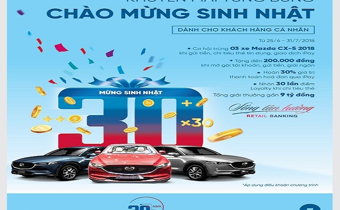 Cơ hội trúng 3 xe ô tô Mazda CX5 khi giao dịch với VietinBank