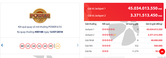 Kết quả xổ số Vietlott hôm nay 14/7/2018: Ai sẽ thành tỷ phú có 45 tỷ trong tay?