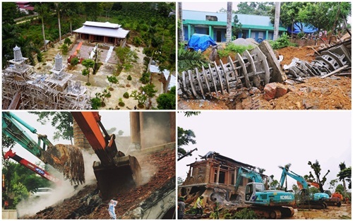 Cận cảnh tháo dỡ “cung điện thờ thiên” xây trái phép ở Ba Vì