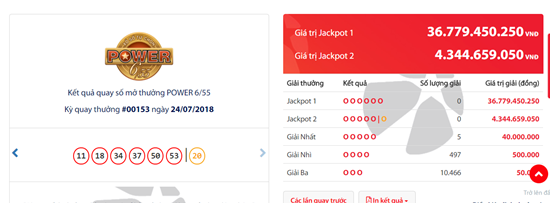 Kết quả xổ số Vietlott hôm nay 26/7/2018: Hơn 36 tỷ “nở hoa hay bế tắc”?