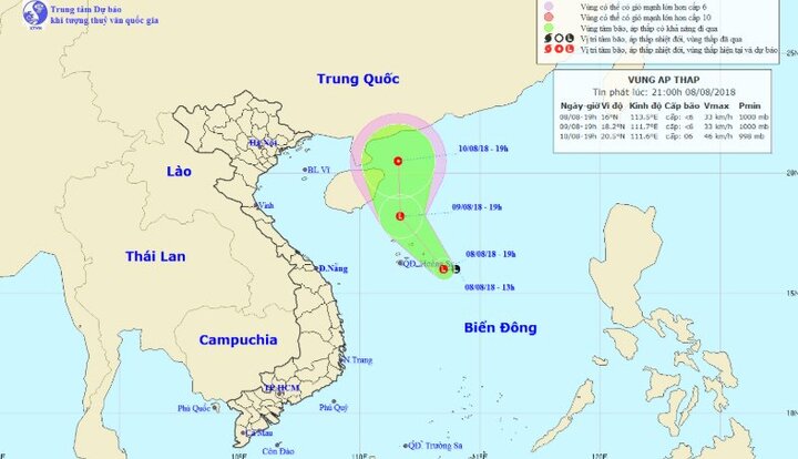 Dự báo thời tiết ngày 9/8: Áp thấp nhiệt đới đang hình thành trên biển Đông