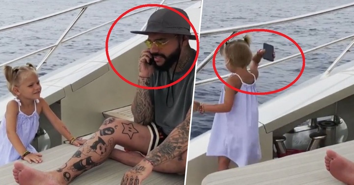 Video: Bị ngó lơ, bé gái 4 tuổi hồn nhiên ném điện thoại của bố xuống biển