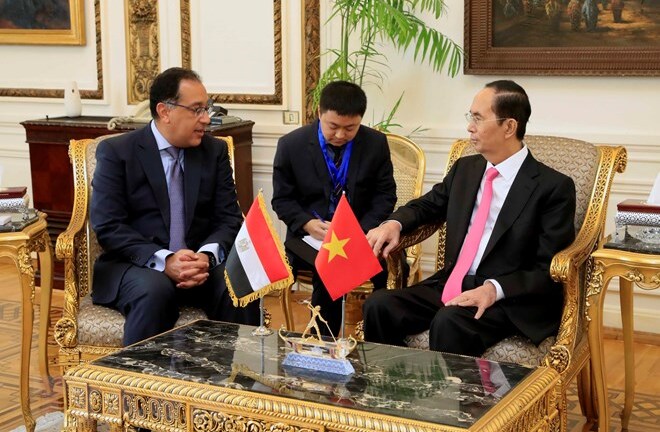 Chủ tịch nước Trần Đại Quang hội kiến Thủ tướng Ai Cập Madbouly