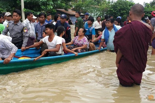 Hiện trường vỡ đập tại Myanmar khiến hơn 100 ngôi làng ngập trong nước lũ