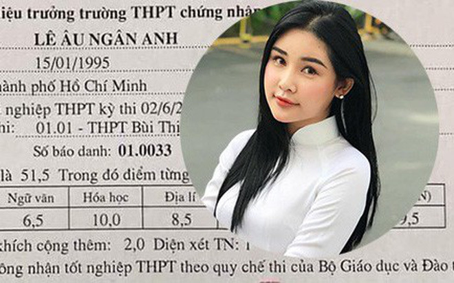 Lộ bảng điểm tốt nghiệp THPT có cả điểm 10 của Hoa hậu Lê Âu Ngân Anh