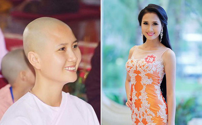 Người có mái tóc đẹp nhất Hoa hậu Việt Nam 2014 xuống tóc đi tu