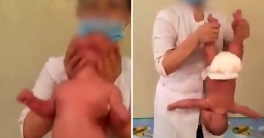 Video: Rớt tim cảnh người phụ nữ massage cho trẻ sơ sinh, cầm chân tay 'đánh đu' như búp bê