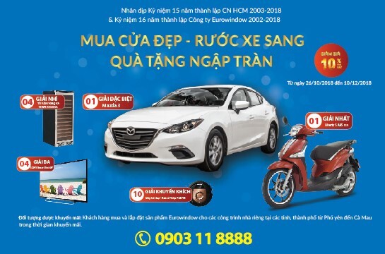 CTKM của Eurowindow “Mua cửa đẹp – Rước xe sang”