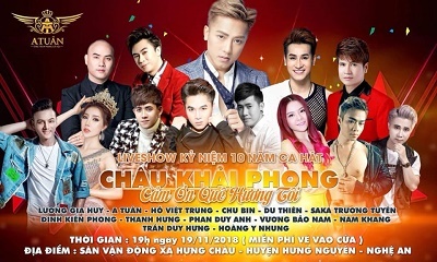 Truyền Thông Vua Mạng Xã Hội cùng Châu Khải Phong tổ chức liveshow kỉ niệm 10 năm ca hát tại quê hương Nghệ An