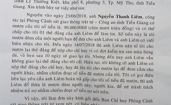 Buộc thôi việc đại úy CSGT cầm thẻ Đảng để vay hơn 3 tỷ