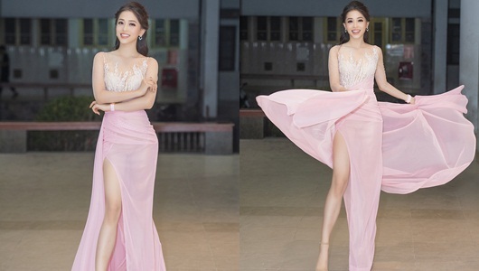 Á hậu Phương Nga khoe chân dài nuột nà với đầm xuyên thấu