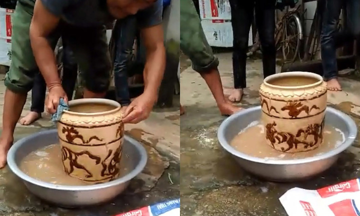 Cận cảnh chiếc bình cổ có hình hổ vờn, bán 400 triệu ở Nghệ An