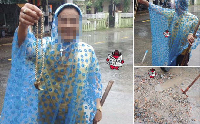 Quảng Trị: Bỗng dưng nhặt được dây chuyền nghi bằng vàng trong mưa lũ