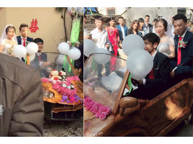 Video: Chú rể Hà Nội rước dâu bằng “siêu xe” Lamborghini... gỗ