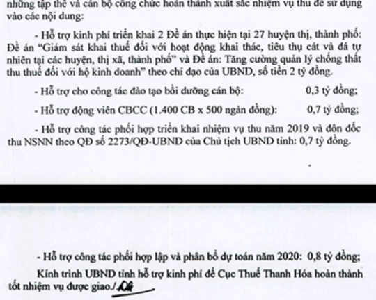 Cục Thuế Thanh Hóa xin tỉnh 700 triệu đồng để....