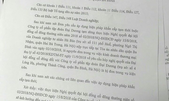 Vụ Hà Bảo kiện Công ty Cổ phần Tập đoàn Đại Dương: Cần hiểu đúng bản chất vấn đề