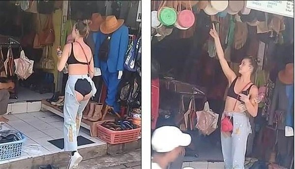 Nữ du khách mặc quần lộ toàn bộ vùng nhạy cảm khiến dân mạng choáng váng